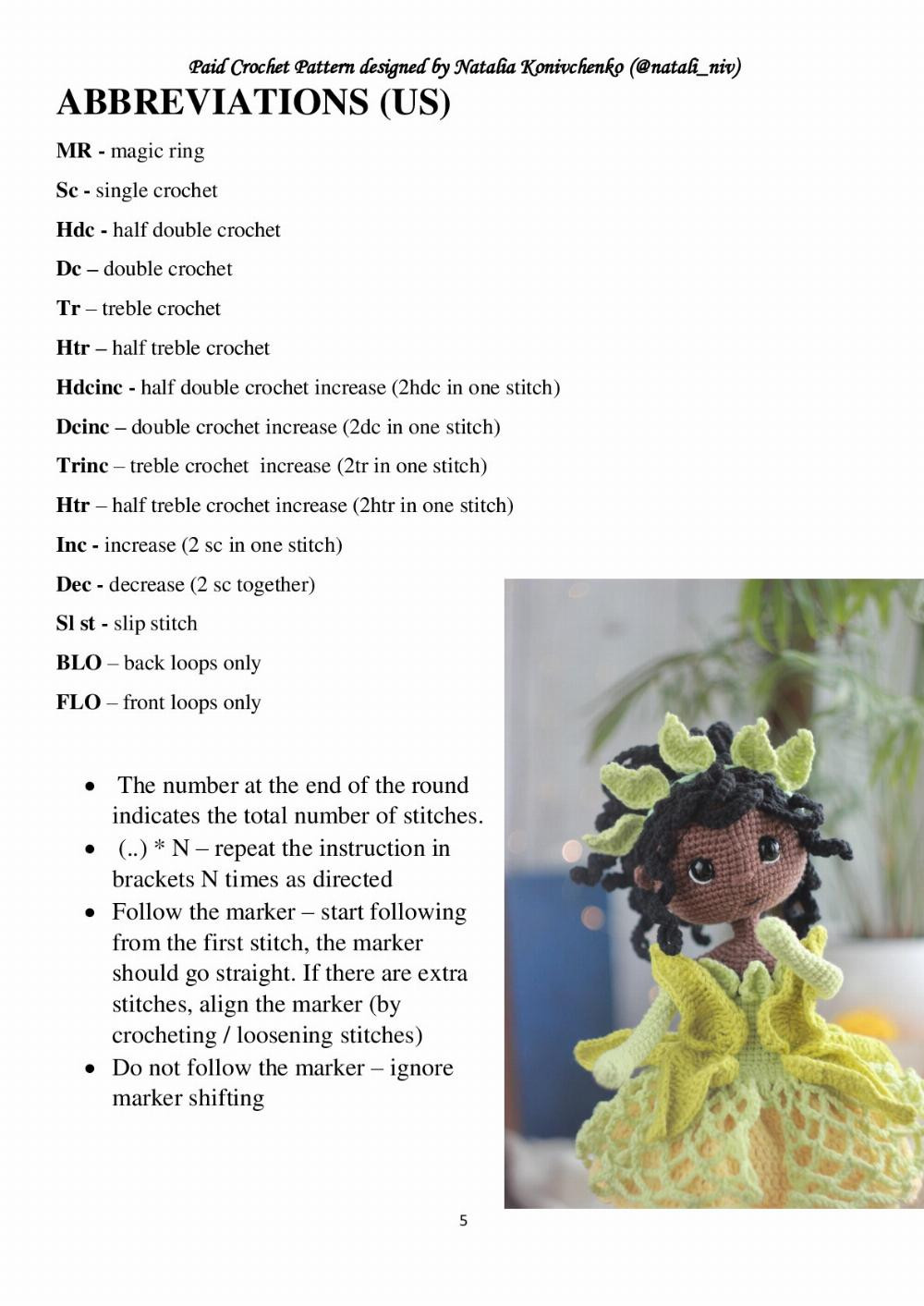 CROCHET PATTERN PRINCESS TIANA