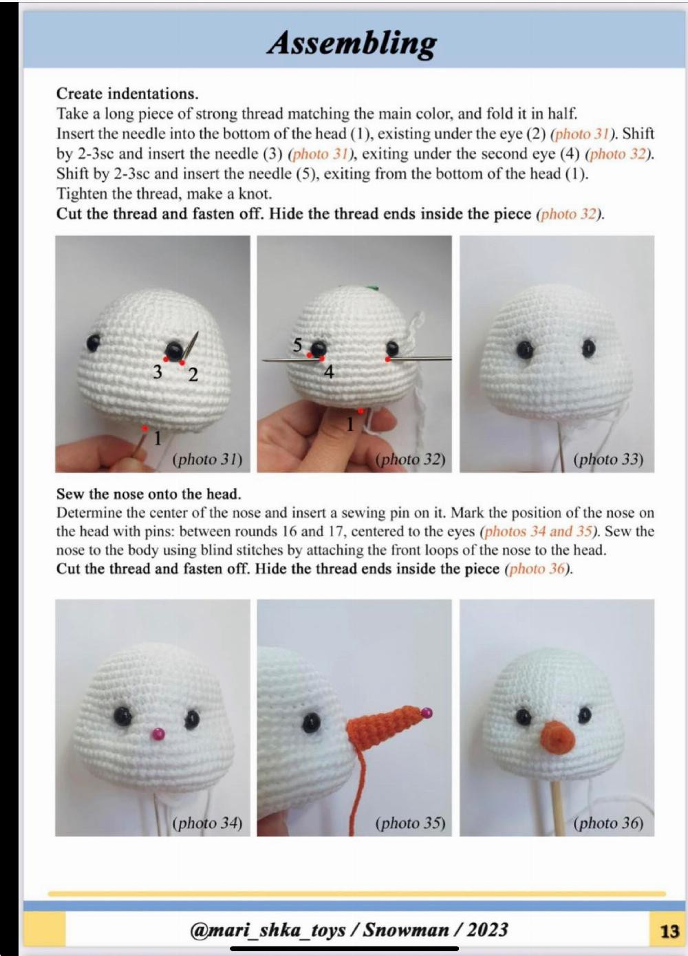 crochet pattern snowman with hat and tree