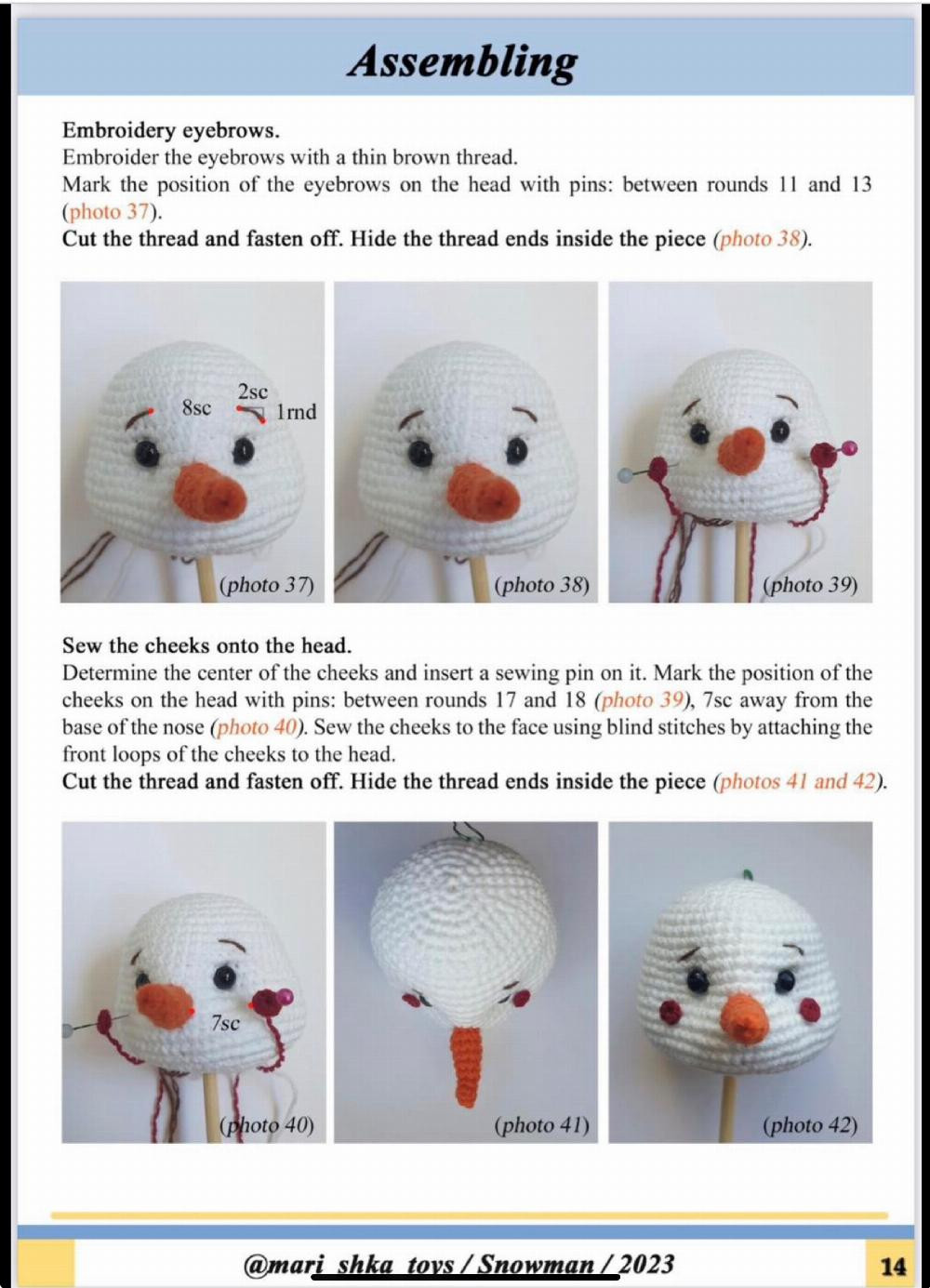 crochet pattern snowman with hat and tree