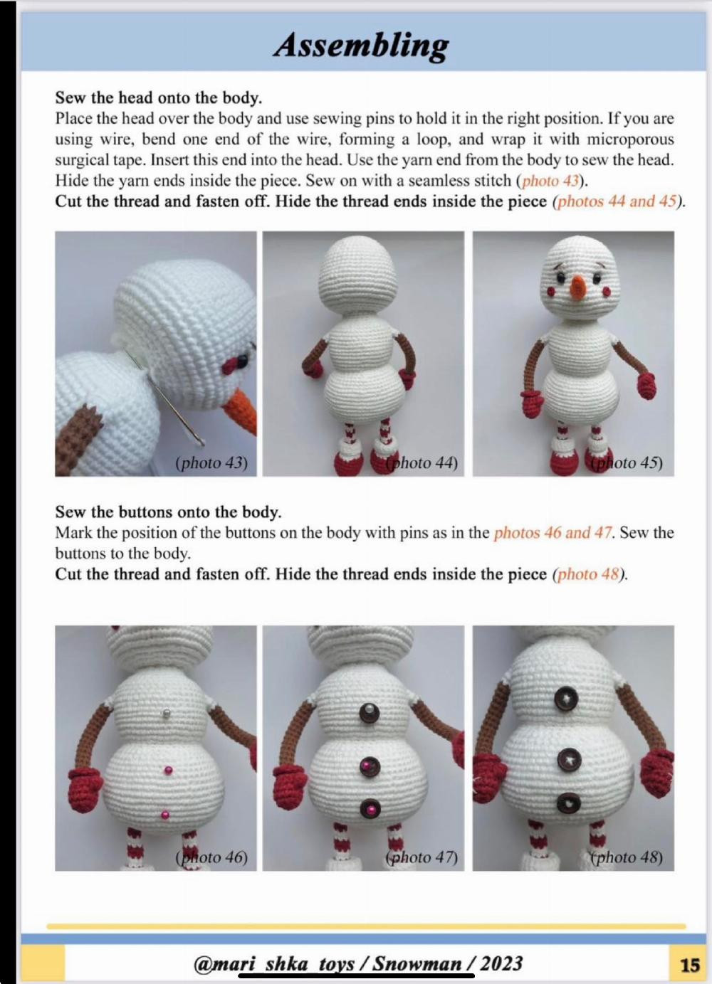 crochet pattern snowman with hat and tree