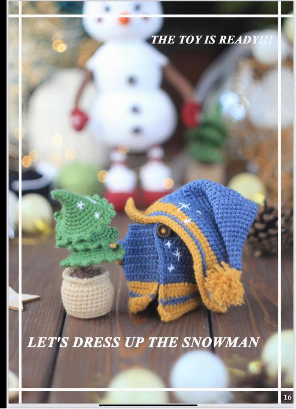 crochet pattern snowman with hat and tree