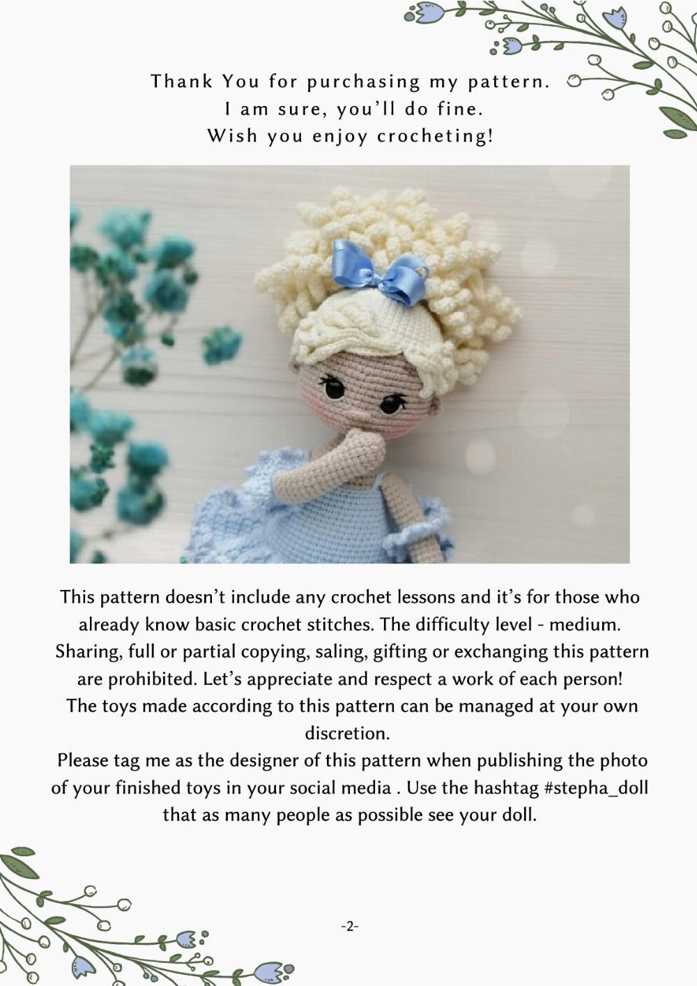 Crochet pattern Stepha the ballerina doll