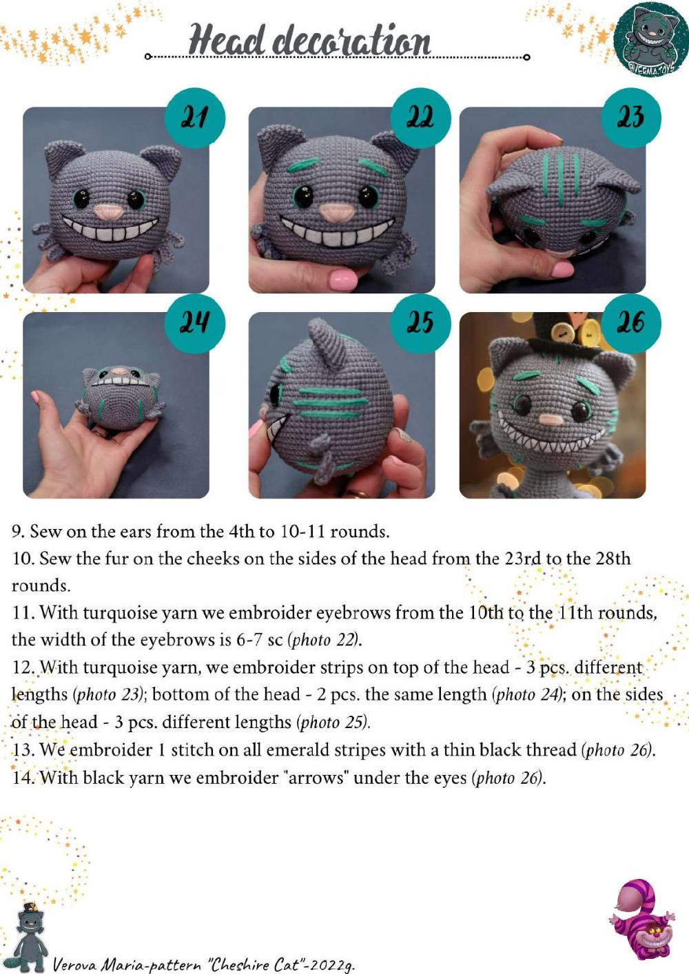 crochet pattern toy cheshire chat