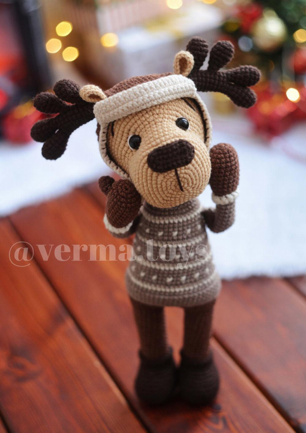 crochet pattern toy elk reni reindeer