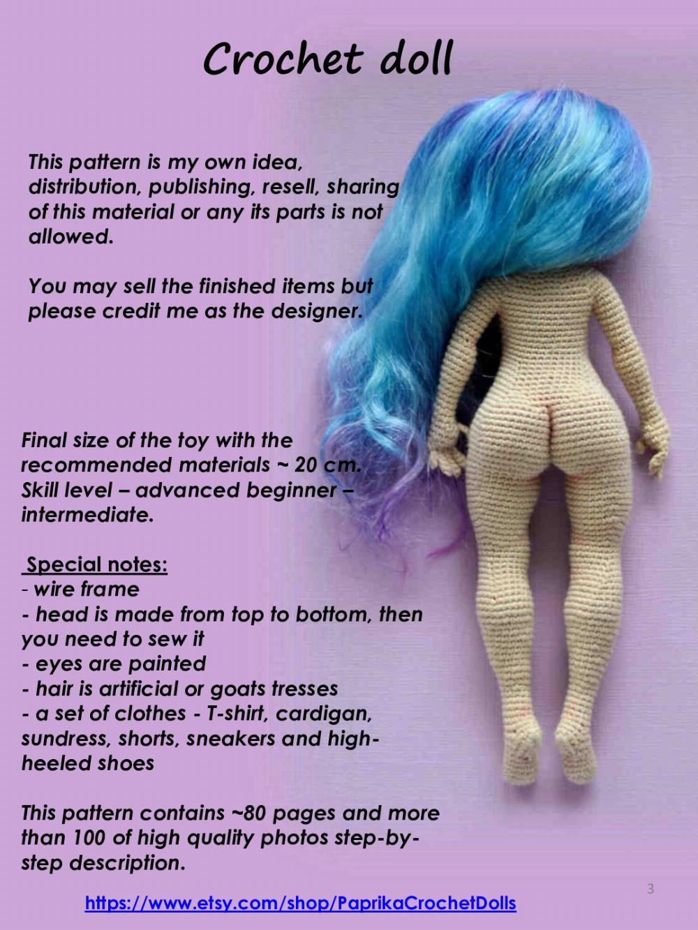 crochet pattern violet doll