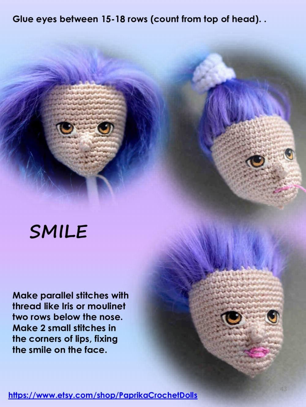 crochet pattern violet doll