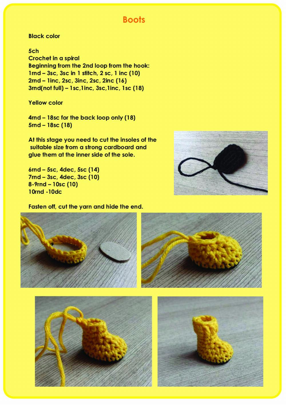 Crochet Pattern «Yellow dress for doll 20 cm + boots»