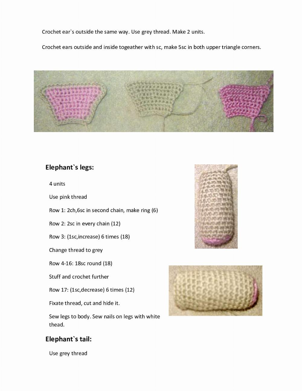 crochet pink elephant pattern