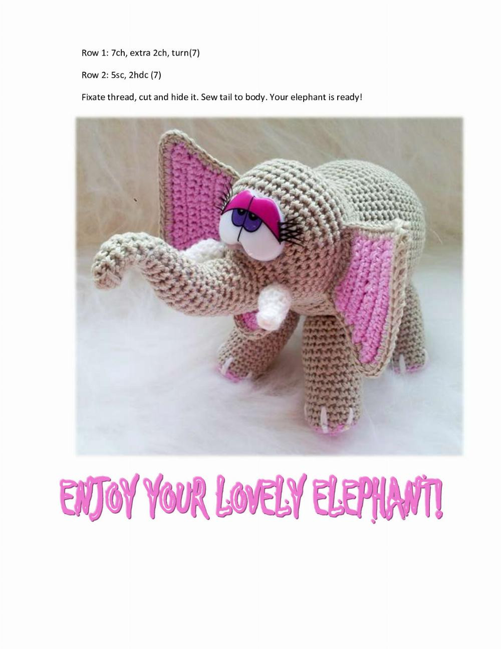 crochet pink elephant pattern