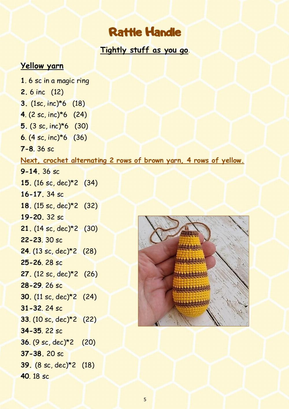 crochet rattle bee