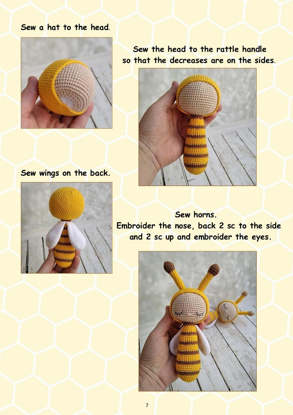 crochet rattle bee