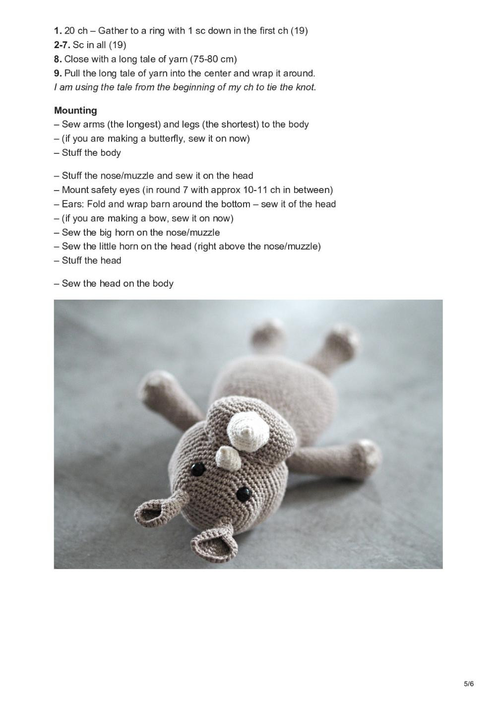 Crochet Rhino – free pattern