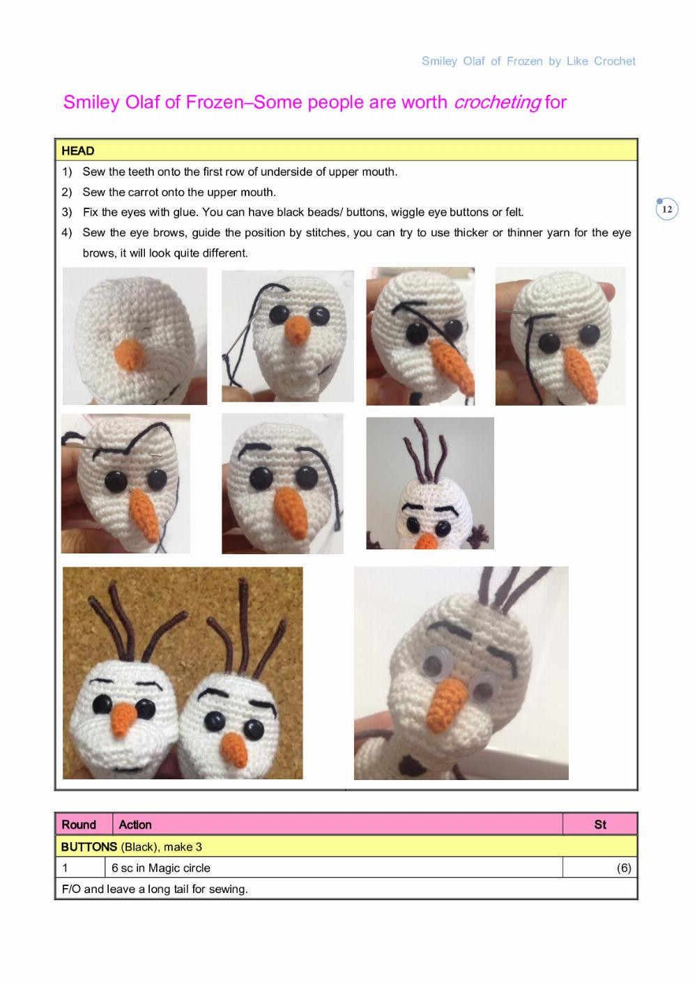 Crochet Smiley Olaf of Frozen