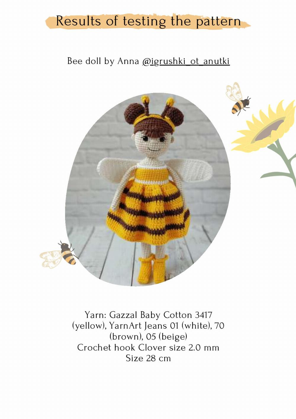 Crochet toy pattern Bee doll