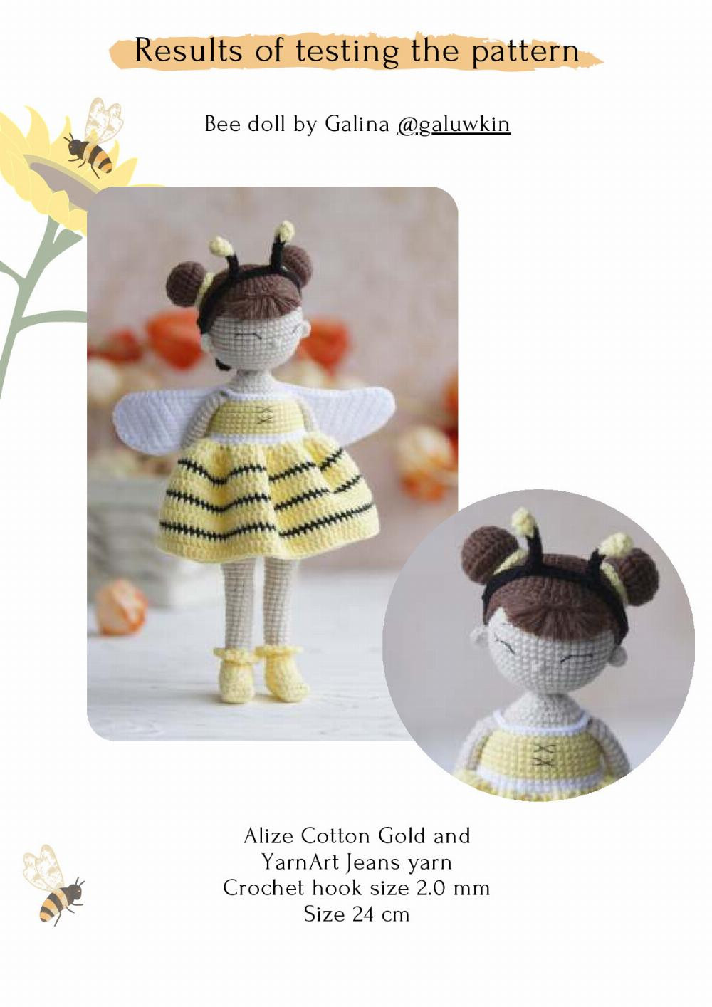 Crochet toy pattern Bee doll