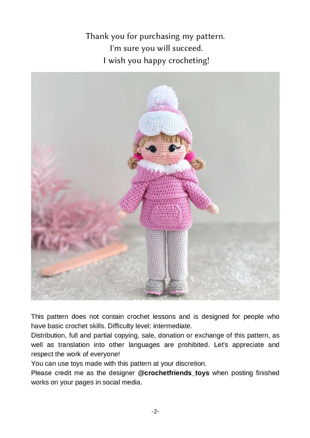 Crochet Toy Pattern "Maria the Snowboarder"