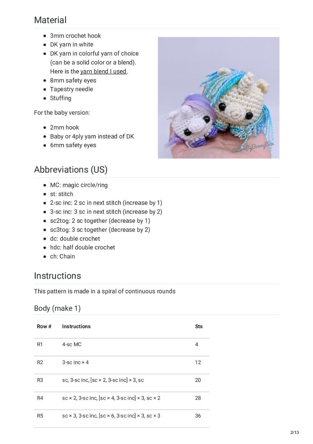 Cube Little Unicorn Amigurumi Pattern