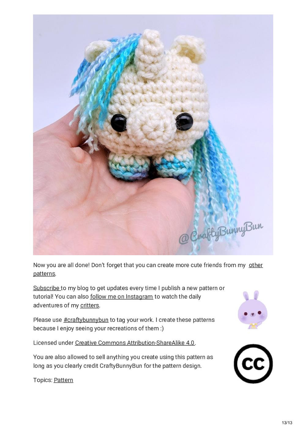 Cube Little Unicorn Amigurumi Pattern