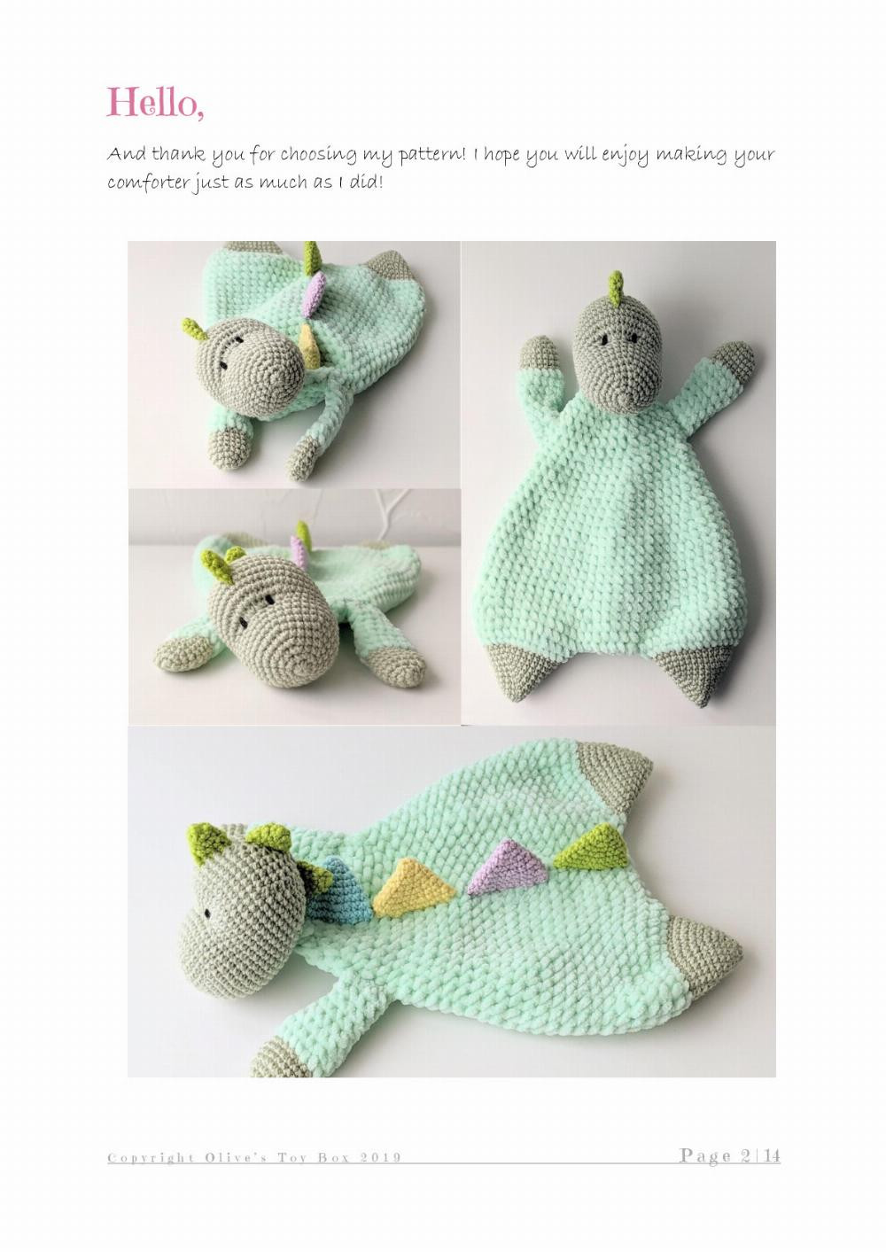 Cuddly Dinosaur Comforter Crochet Pattern