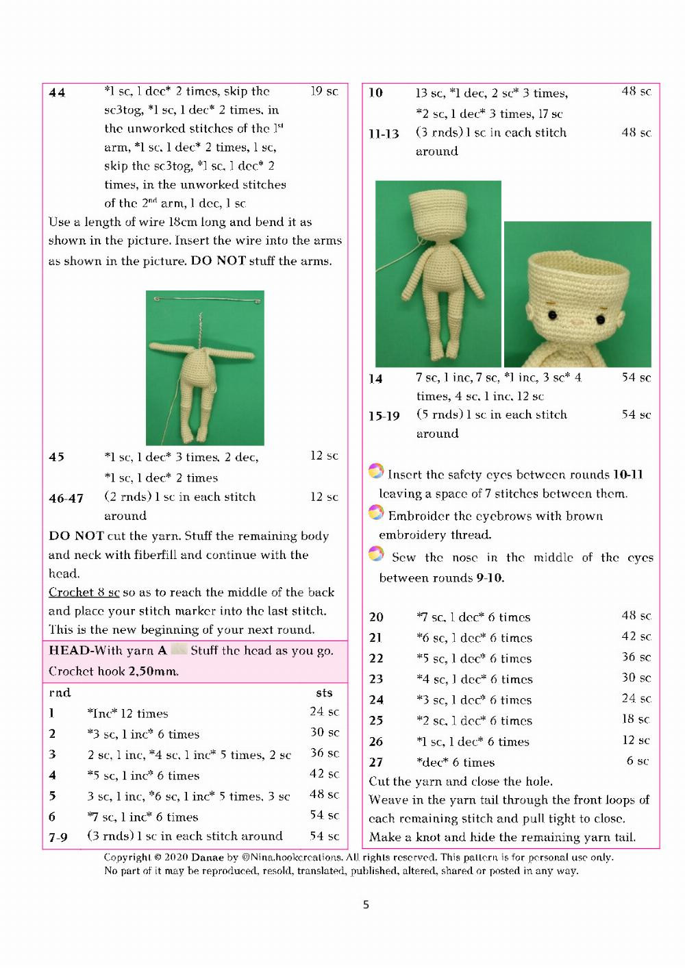 danae doll crochet pattern