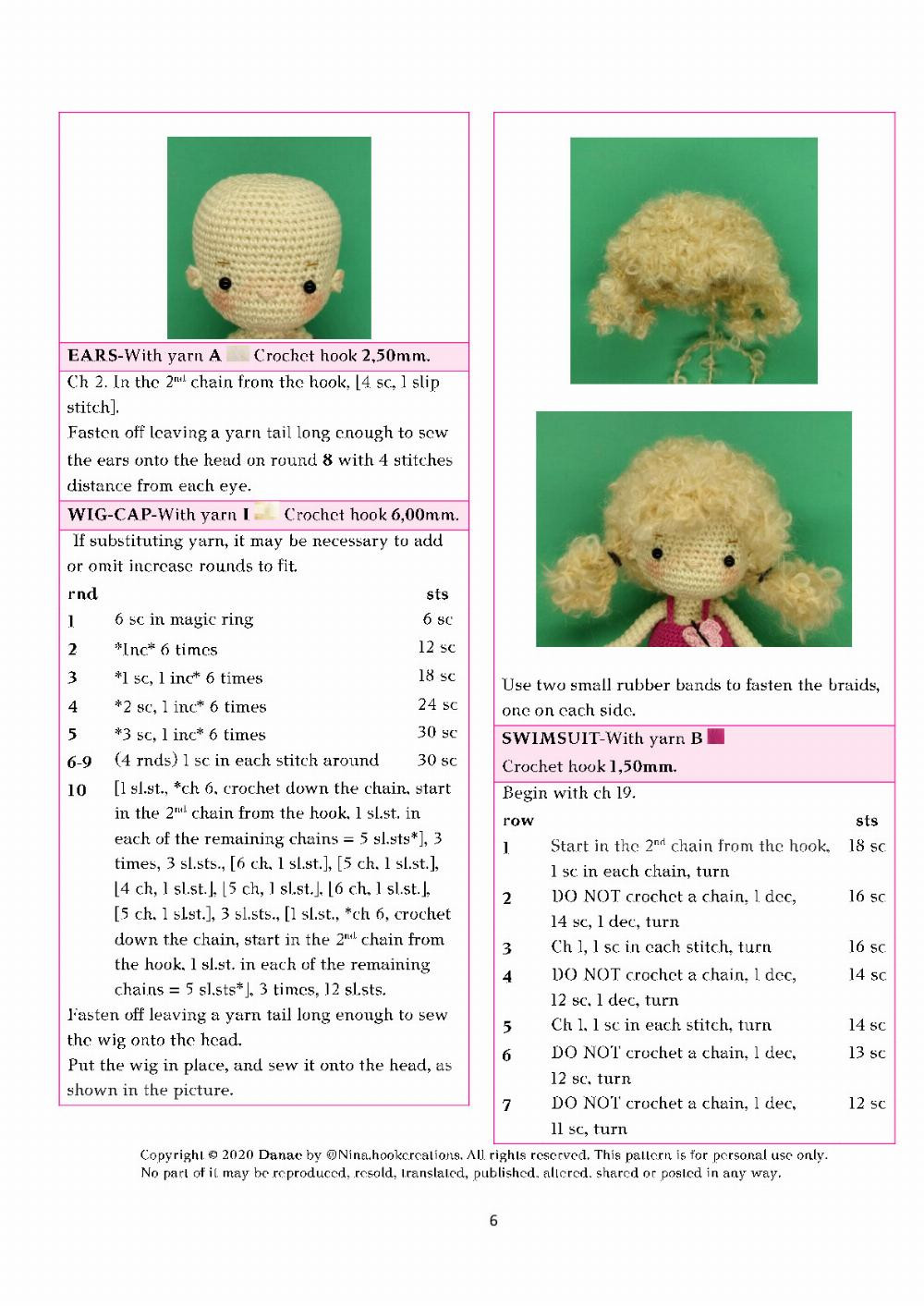 danae doll crochet pattern