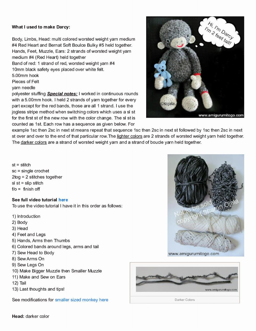 Darcy Large Monkey Free Crochet Pattern