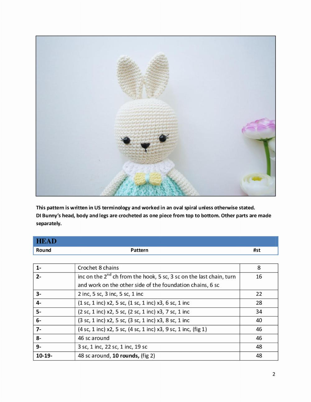 DI Bunny doll crochet pattern