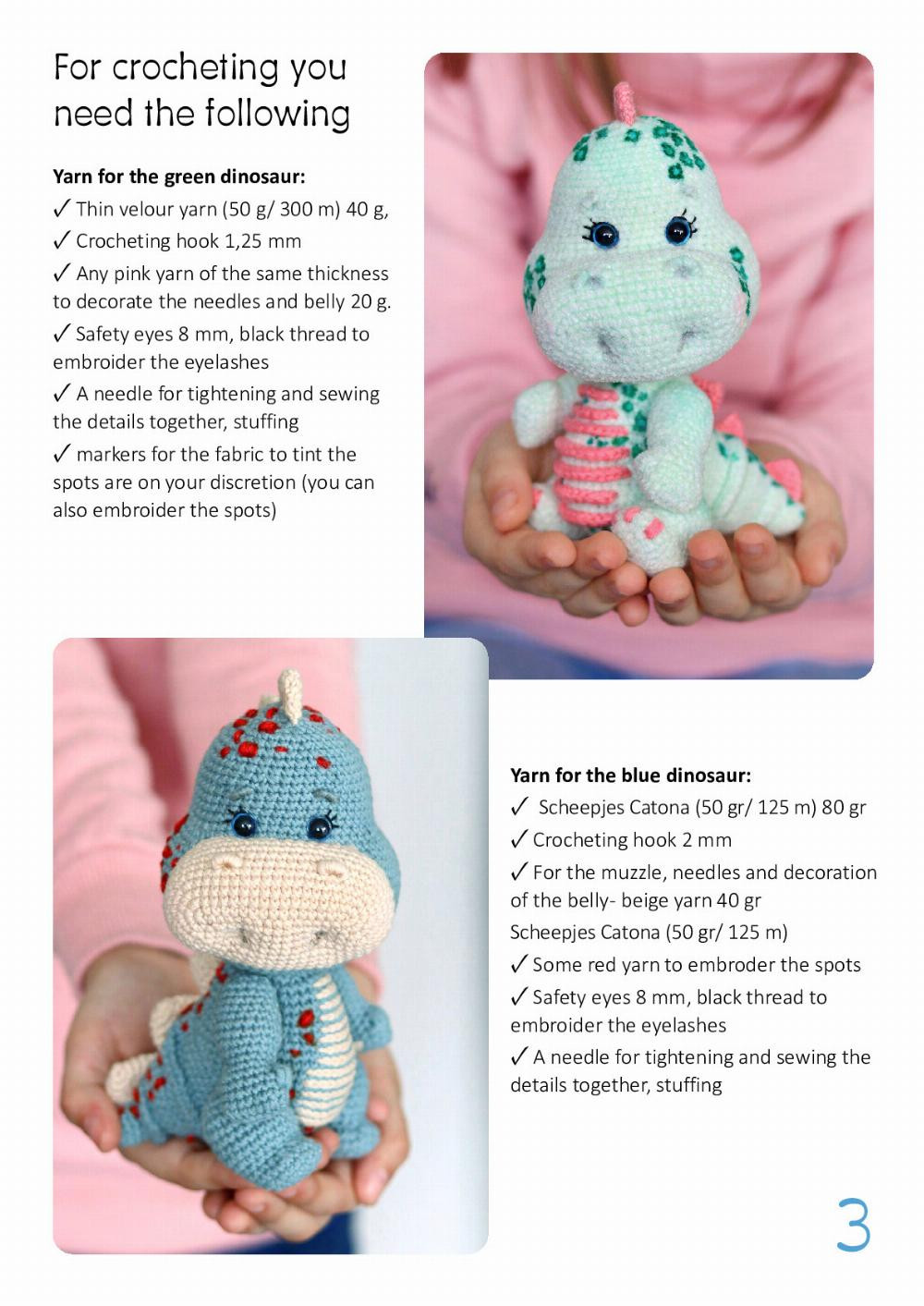 Dino babies crochet pattern