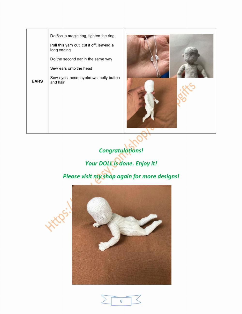 DOLL BODY CROCHET PATTERN newborn doll body