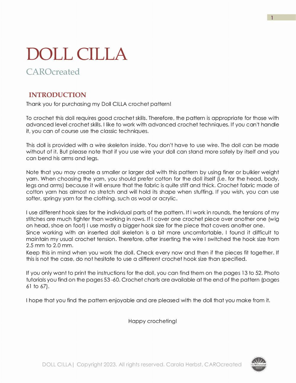 DOLL CILLA crochet pattern