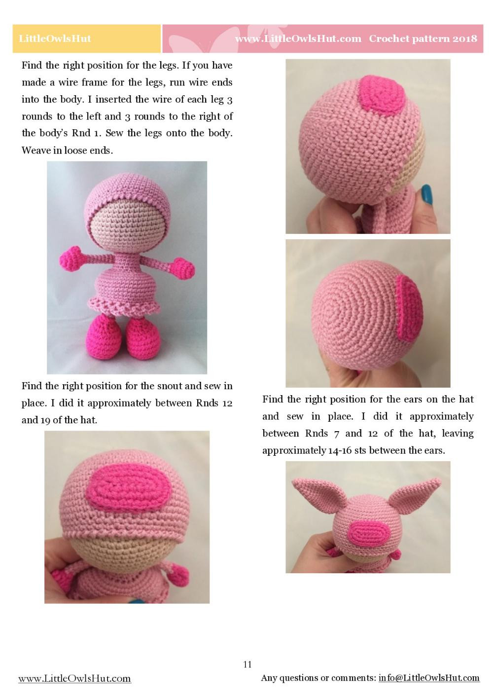 doll in a pig outfit crochet pattern