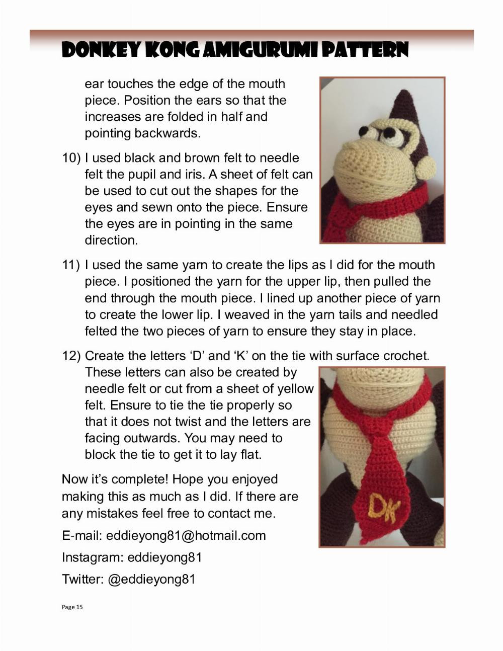 Donkey Kong Amigurumi Pattern