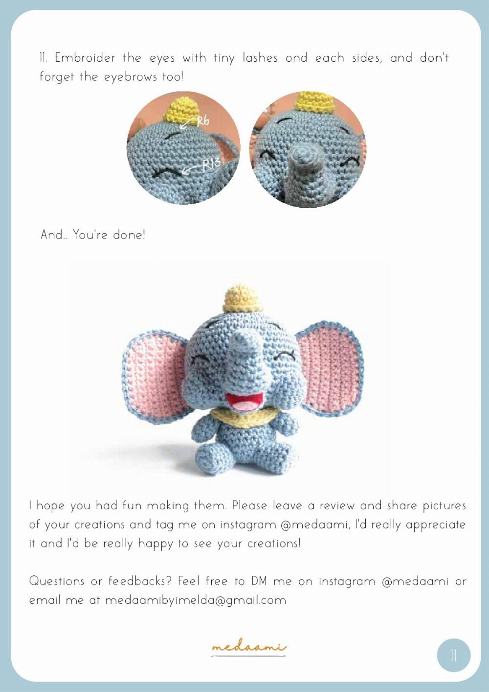 Dumbo elephant crochet pattern