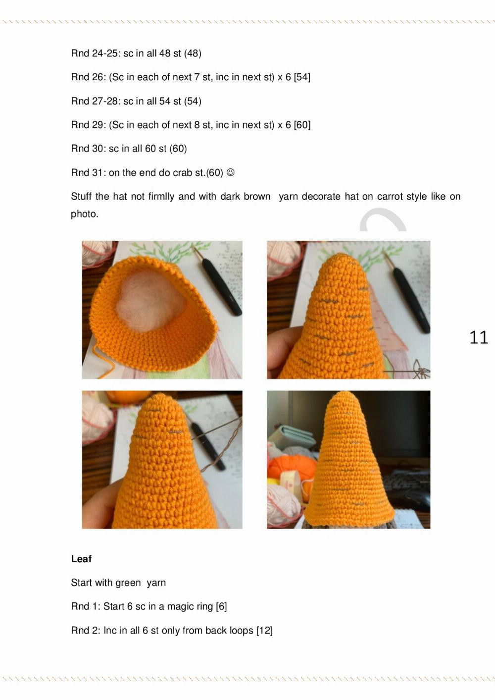 Easter Carrot gnome pattern