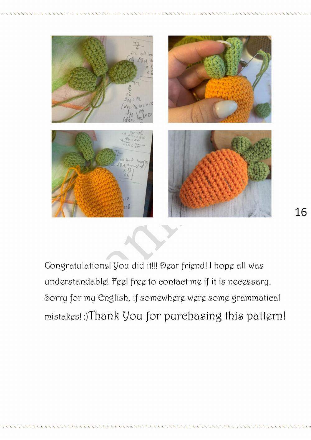 Easter Carrot gnome pattern