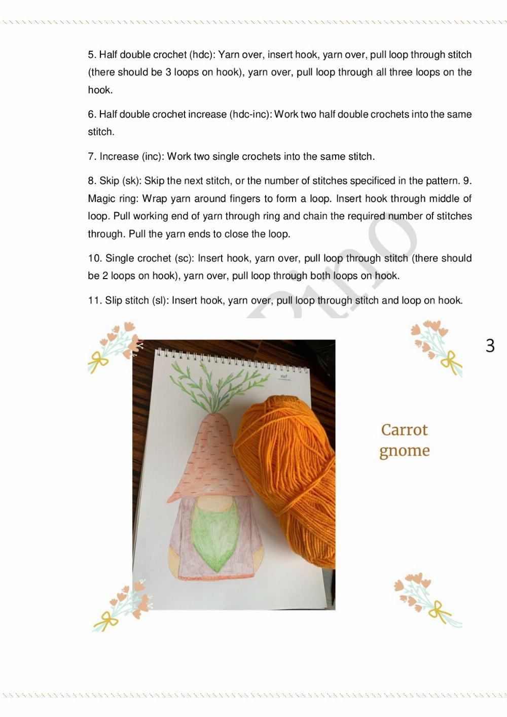 Easter Carrot gnome pattern