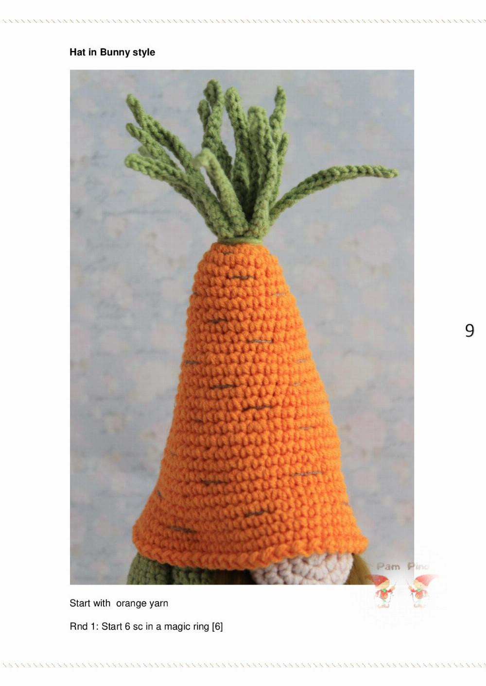 Easter Carrot gnome pattern