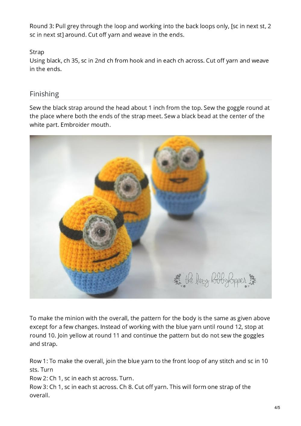 Easter egg Minions - free pattern