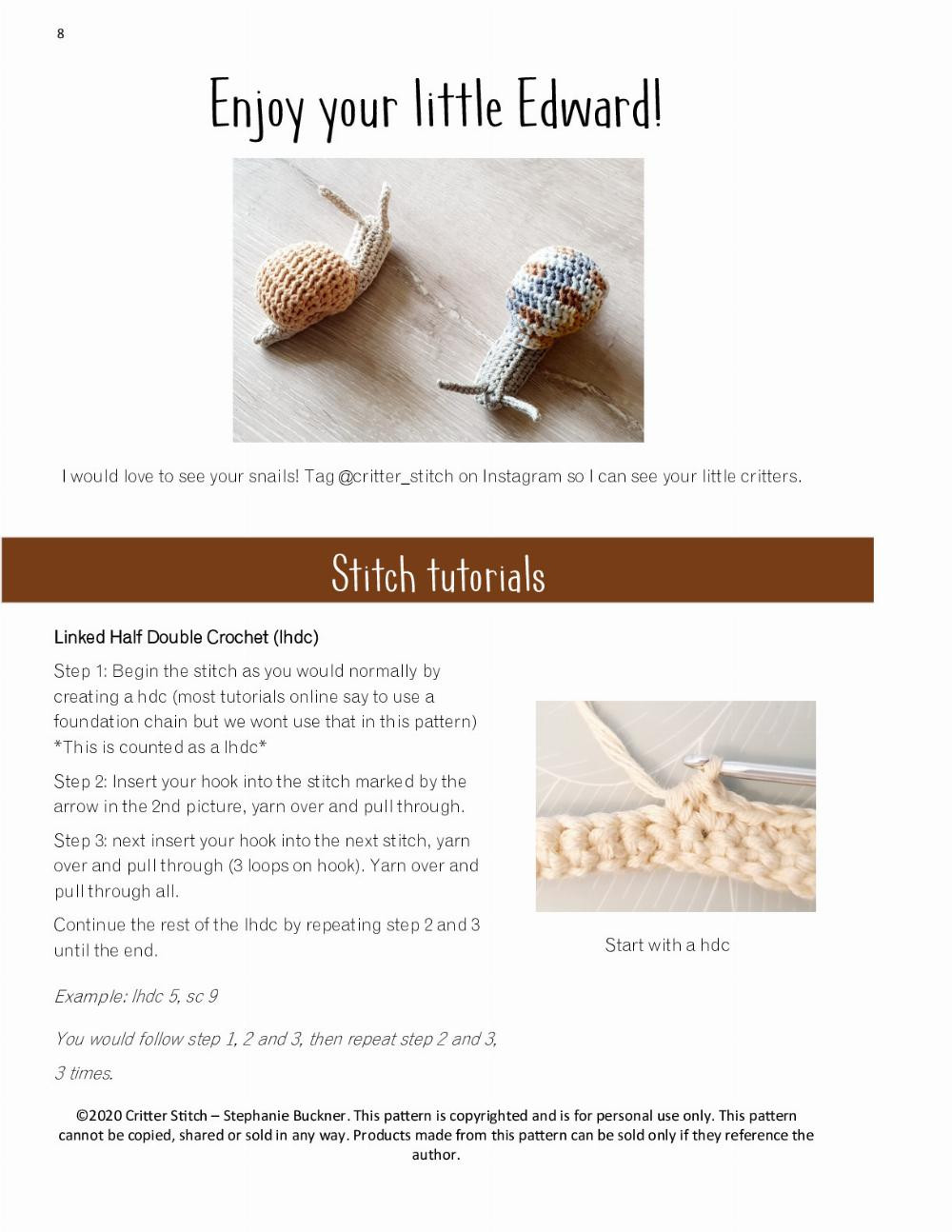 Edward the snail crochet pattern