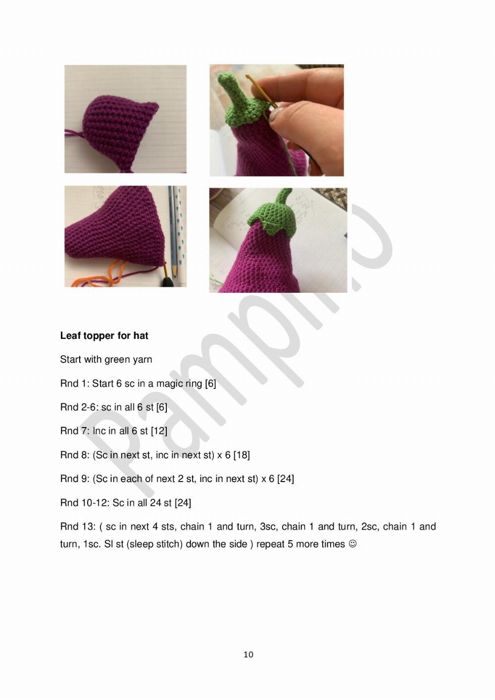 Eggplant gnome pattern