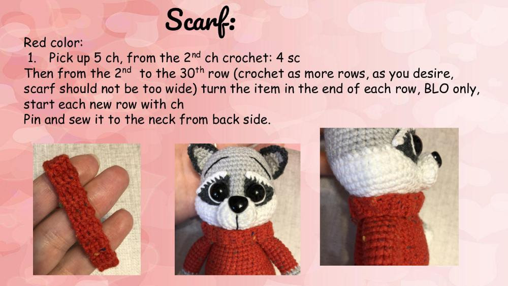 English crochet Pattern “Baby Raccoon”