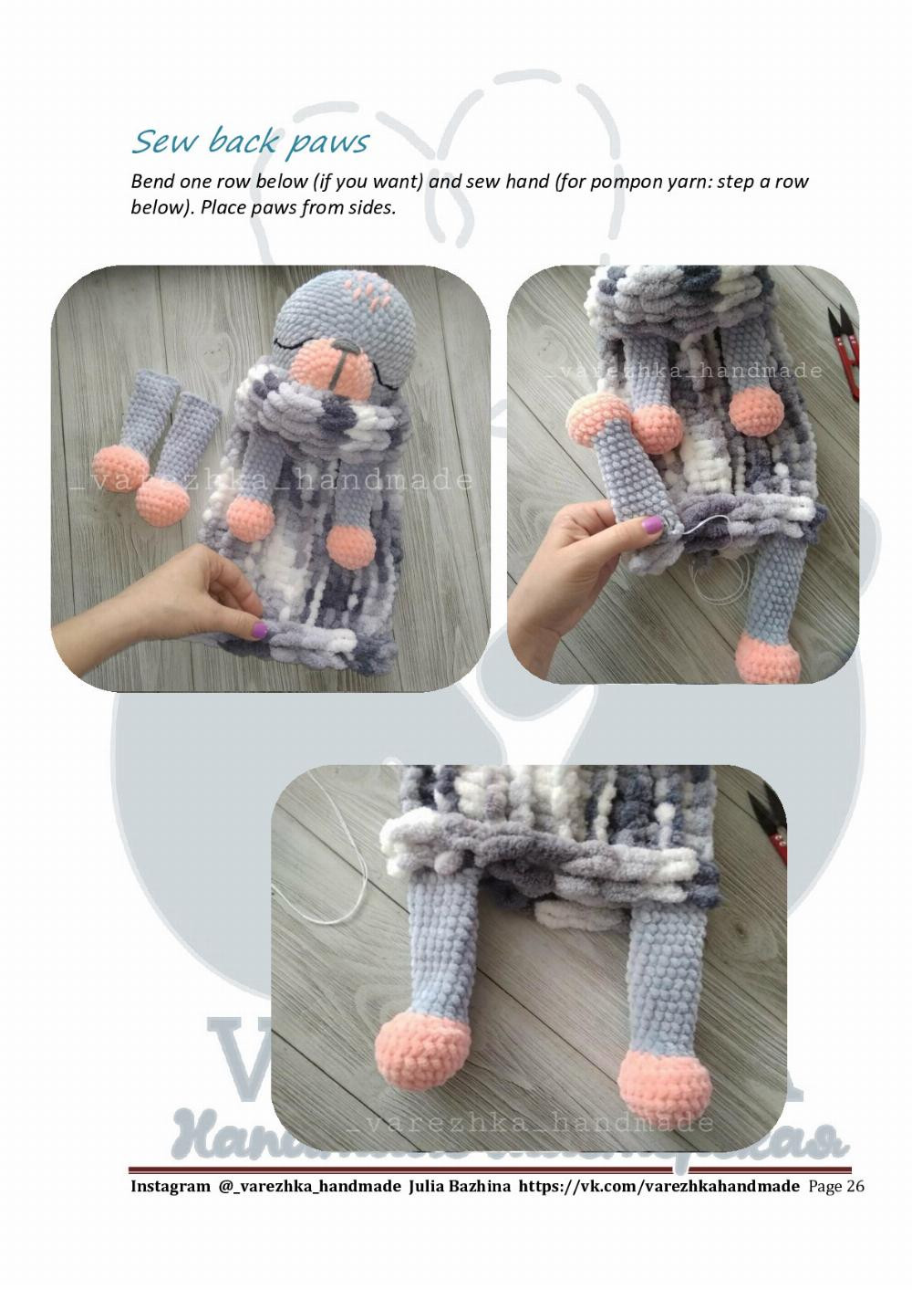 English Crochet Pattern “Bunny Plyusha” (PaJama bag)