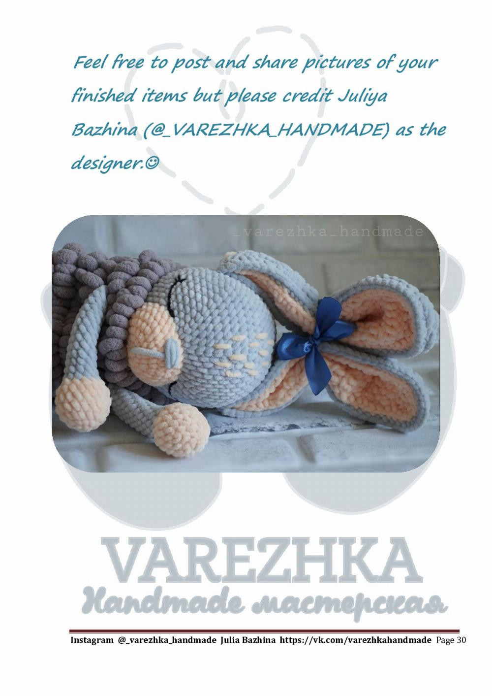 English Crochet Pattern “Bunny Plyusha” (PaJama bag)