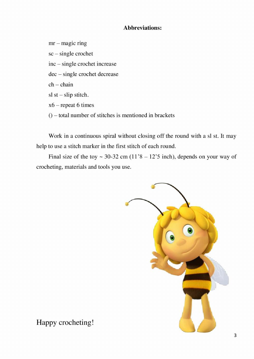 English Crochet Pattern Maya Bee