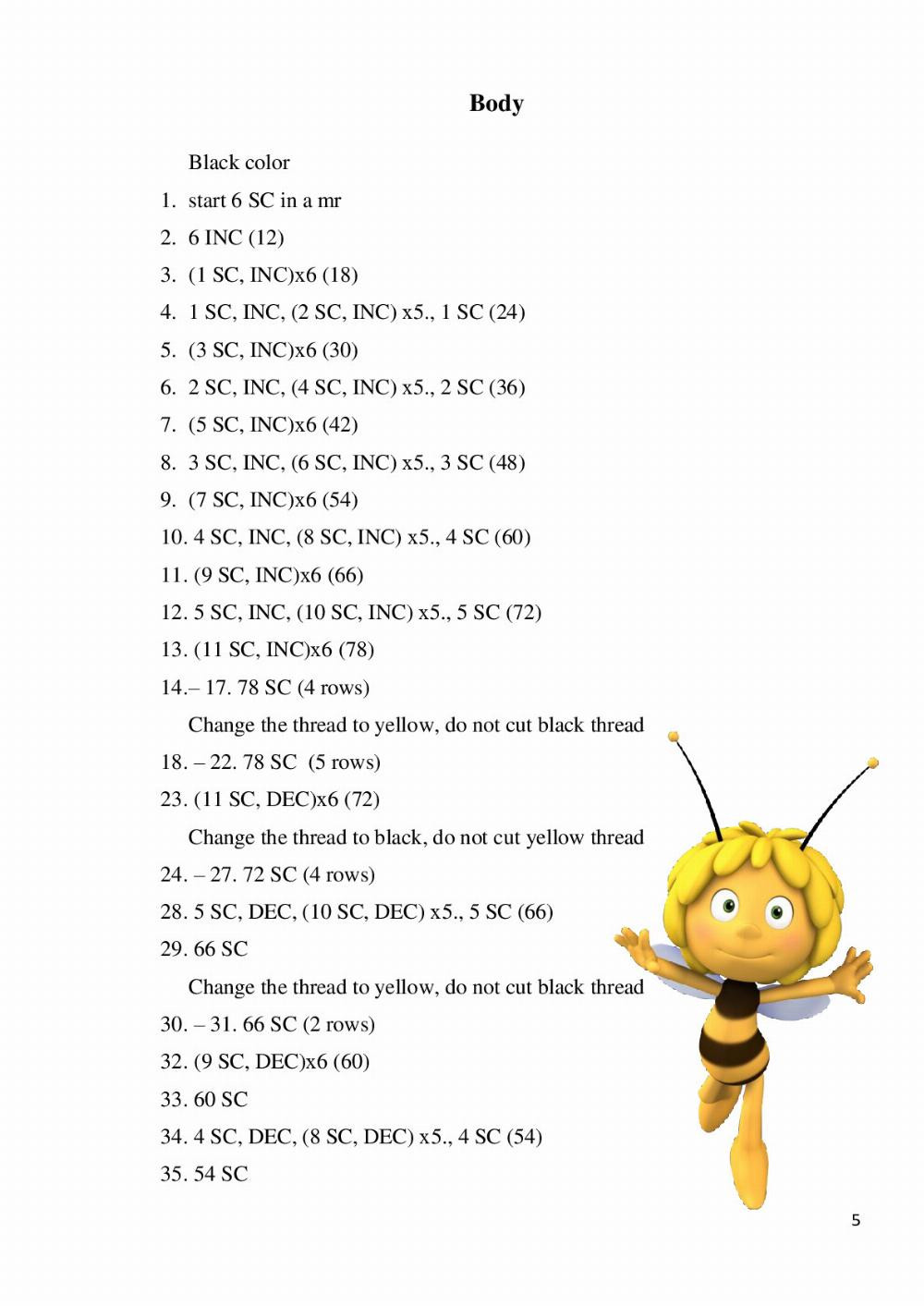 English Crochet Pattern Maya Bee