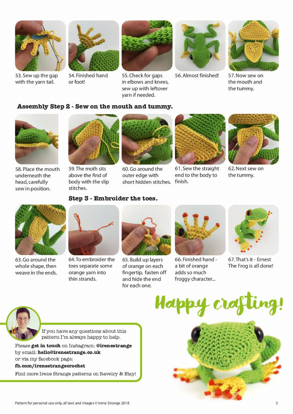 Ernest The Frog amigurumi pattern