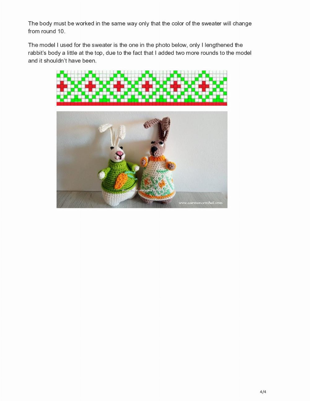 Fat rabbit with sweater – Free crochet pattern