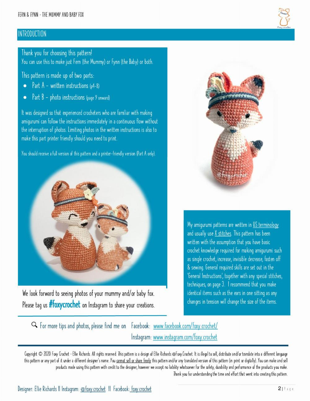 FERN & FYNN – THE MUMMY AND BABY FOX Fern & Fynn The Mummy and Baby Fox Amigurumi pattern