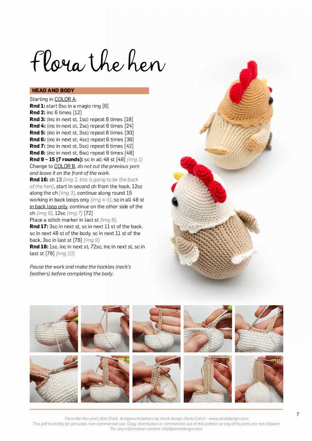 FLORA the hen and little chick amigurumi pattern