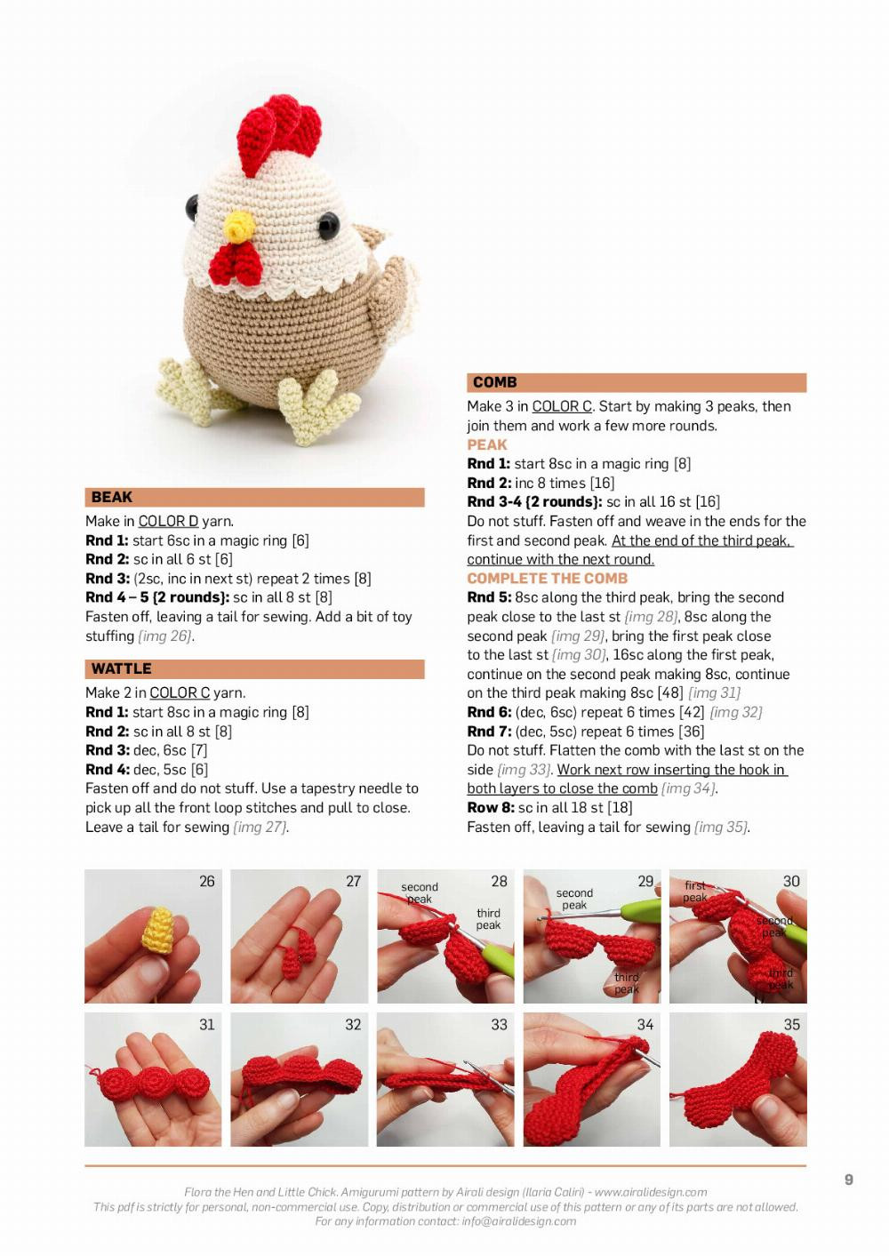 FLORA the hen and little chick amigurumi pattern